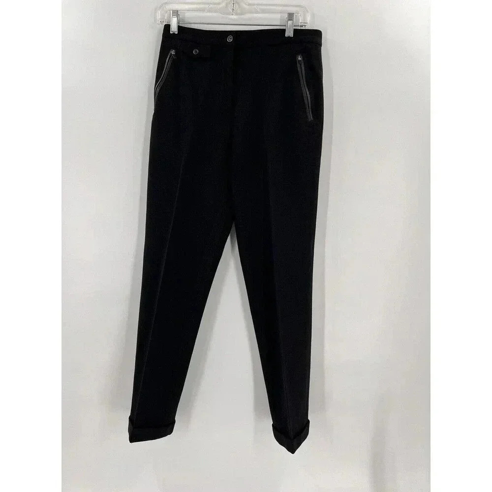 GORGEOUS Lauren Ralph Lauren Wool Blend Black Dress Cuffed Pants Career Womens 6